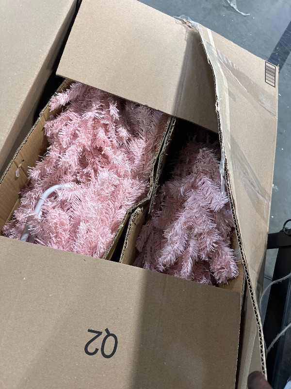 Photo 1 of ***PINK TREE *** CCINEE 5ft Pink Bent-Top Xmas Trees,Artificial Pop Up Tinsel Christmas Tree Modern Bentable Christmas Hat Style Decor with Lush Branch Tips for Holiday Carnival Party Decorations