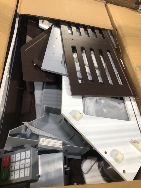 Photo 1 of ** * USED** Amazon Basics Kids Corner Interactive Wooden Play Kitchen Set, Stove, Oven, Sink, Fridge and Accessories for Toddlers, Preschoolers, Children Age 3+ Years, Espresso/Gray, 39.37"L x 28.35"W x 35.04"HLPNNK5YCKGDVJ