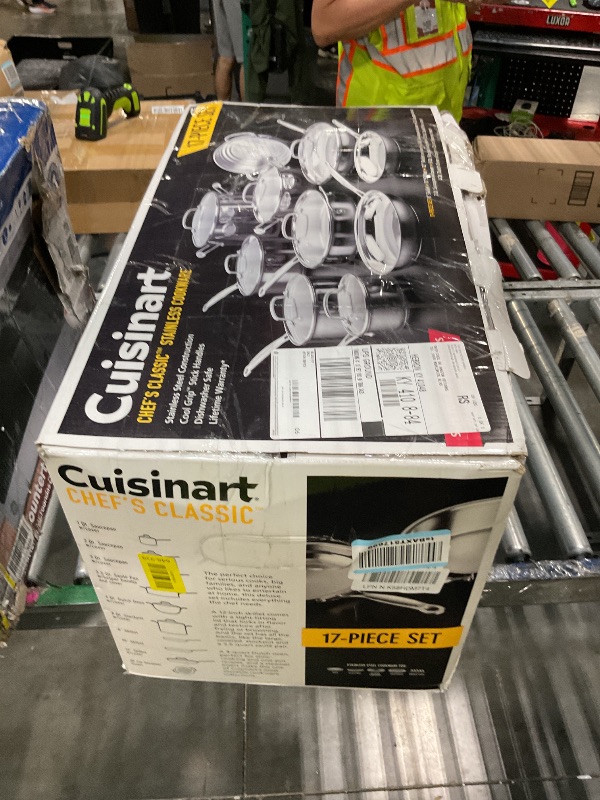 Photo 1 of [USED AND MISSING COOKWARE] Cuisinart 17-Piece Stainless Steel Cookware Set, Chef's Classic Steel Collection with Pure Aluminum Core for Quick and Even Heat, Cool Grip Handles, Dishwasher Safe, 77-17N