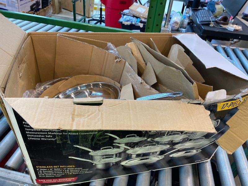 Photo 1 of [USED AND MISSING COOKWARE] Cuisinart 17-Piece Stainless Steel Cookware Set, Chef's Classic Steel Collection with Pure Aluminum Core for Quick and Even Heat, Cool Grip Handles, Dishwasher Safe, 77-17N