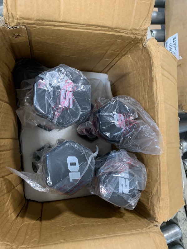 Photo 1 of [PARTIAL SET] CAP Barbell 100 lb Neoprene Hex Dumbbell Weight Set with Vertical A-Frame Rack - Black