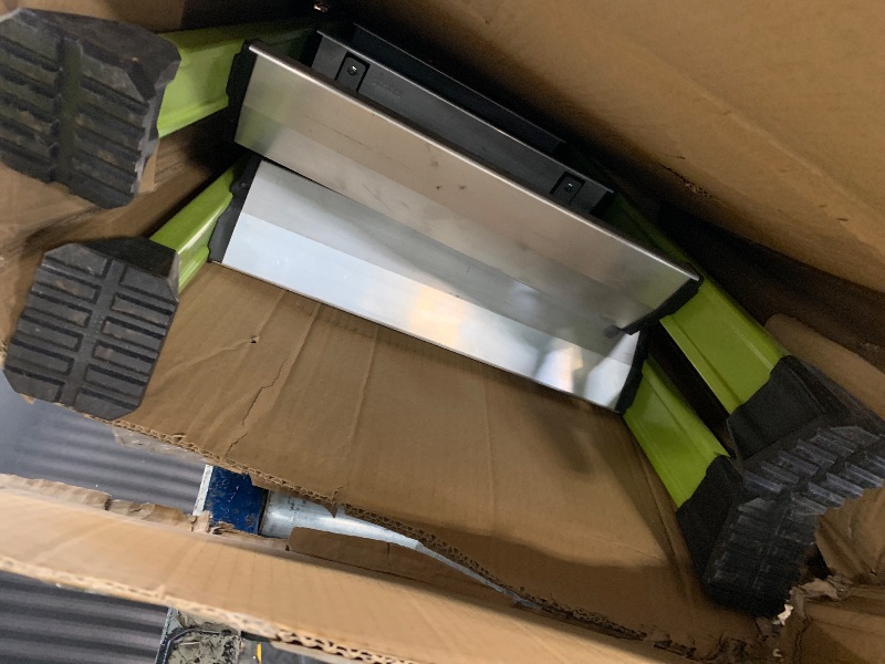 Photo 1 of **MINOR DAMAGE*** Little Giant Ladders, Sure Step, 3-Step, Double-Sided Step Stool, Fiberglass, (11953), Type 1AA, 375 lbs Weight Rating, Hi-viz Green