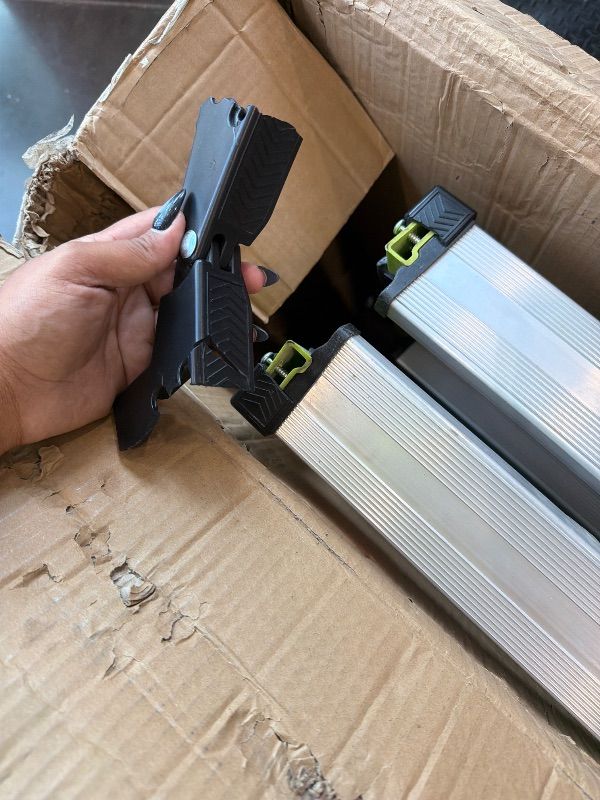 Photo 1 of **MINOR DAMAGE*** Little Giant Ladders, Sure Step, 3-Step, Double-Sided Step Stool, Fiberglass, (11953), Type 1AA, 375 lbs Weight Rating, Hi-viz Green