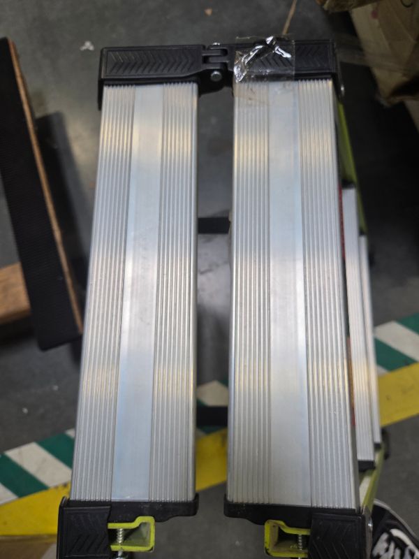 Photo 1 of **MINOR DAMAGE*** Little Giant Ladders, Sure Step, 3-Step, Double-Sided Step Stool, Fiberglass, (11953), Type 1AA, 375 lbs Weight Rating, Hi-viz Green