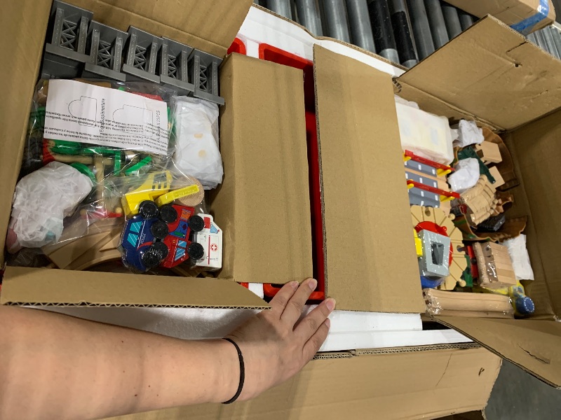 Photo 1 of ***MISSING PARTS*** KidKraft Waterfall Mountain Wooden Train Set & Table with 120 Pieces, 3 Storage Bins