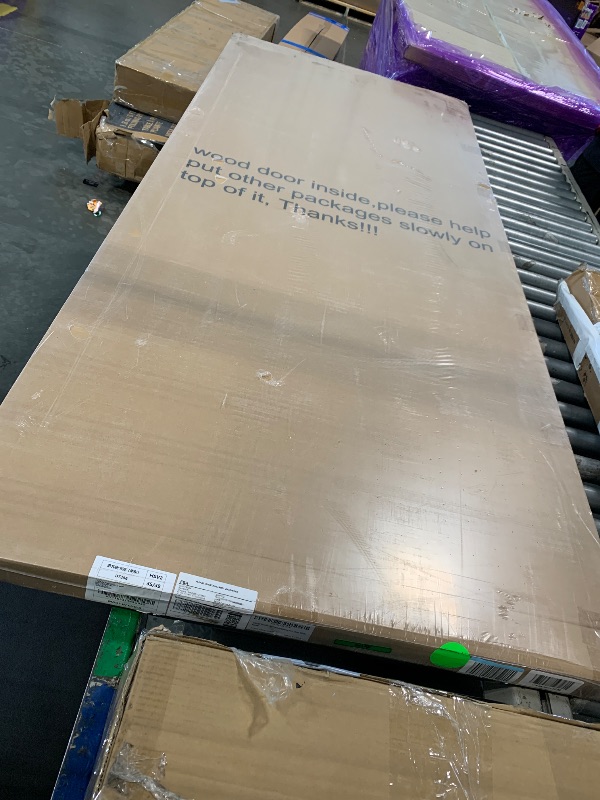 Photo 1 of ***FACTORY SEALED*** JUBEST 36"x84" Concealed Barn Door with Soft Close Hardware Kits, White Primed Solid Core Hidden Door for Opening 32"-34"x80", 1 Flat Panel with 2 Steps, Matte Black Square Ladder Pull and Flush Pull