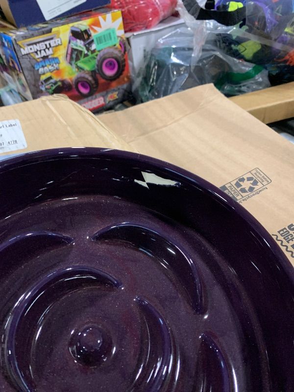 Photo 1 of ***BROKEN SEE PHOTO** vancasso Slow Feeder Dog Bowl, 3 Cups Ceramic Slow Feeder for Large Breed, Puzzle Maze Dog Food Bowl for Fast Eater, Dark Purple