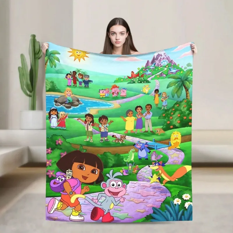 View 1 of *********SIMILAR*********** D-Doras The Explorer Blanket Pink Skater Travel Flannel Throw Blanket For Couch Bed Super Warm Design Quality