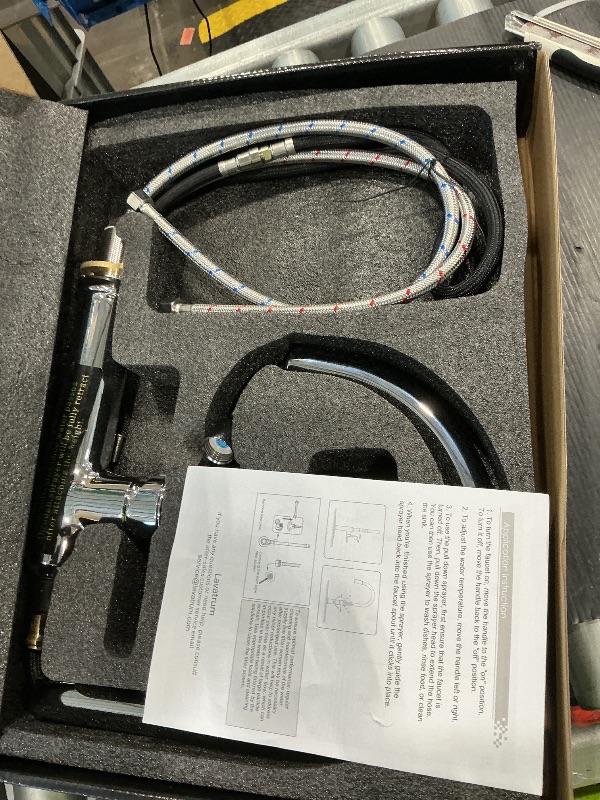 Photo 1 of *MISSING PARTS - See Clerk Notes*
Lavatrum Polished Chrome Kitchen Faucets Solid Brass High Arc One-Handle Kitchen Faucet with Pull Down Sprayer,Kitchen Sink Faucets with Escutcheon