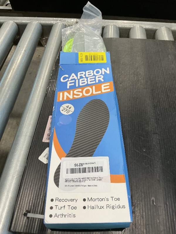 Photo 1 of 1 Pair Carbon Fiber Insole for Men & Women - Rigid Shoe Insert, Foot Plate for Hallux Rigidus, Turf Toe, Morton's Toe (10.65' / 270mm - Men's 9.5 / Women's Size 10.5)