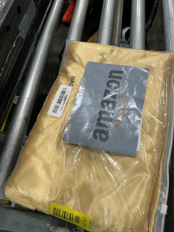 Photo 1 of 10 Pack Satin Table Runner 12 x 108 Inch Long Light Gold Smooth Silk Fabric Table Runner for Birthday Parties Wedding Banquets Decorations.