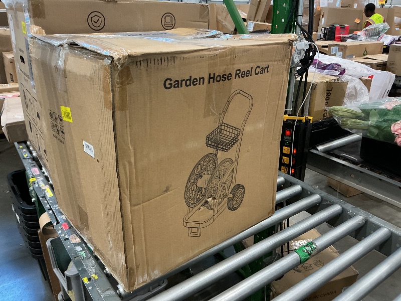 Photo 1 of ***FINAL SALE/NO RETURN, VIEW NOTES*** GOFORWILD Garden Hose Reel Cart with Wheel, Hold up to 200 Ft of 5/8" Hose, Heavy Duty Steel Frame Water Hose Reel Cart with Storage Basket, Mobile Hose Reel for Outside Garden Lawn Yard