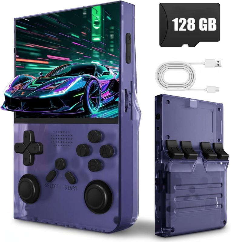 Photo 1 of ** WHITE**
R36 Max Retro Gaming Console, Retro Handheld Console 4.0'' Screen Linux System, 64G TF Card, 4000mAh Rechargeable Portable Pocket Arcade, Red