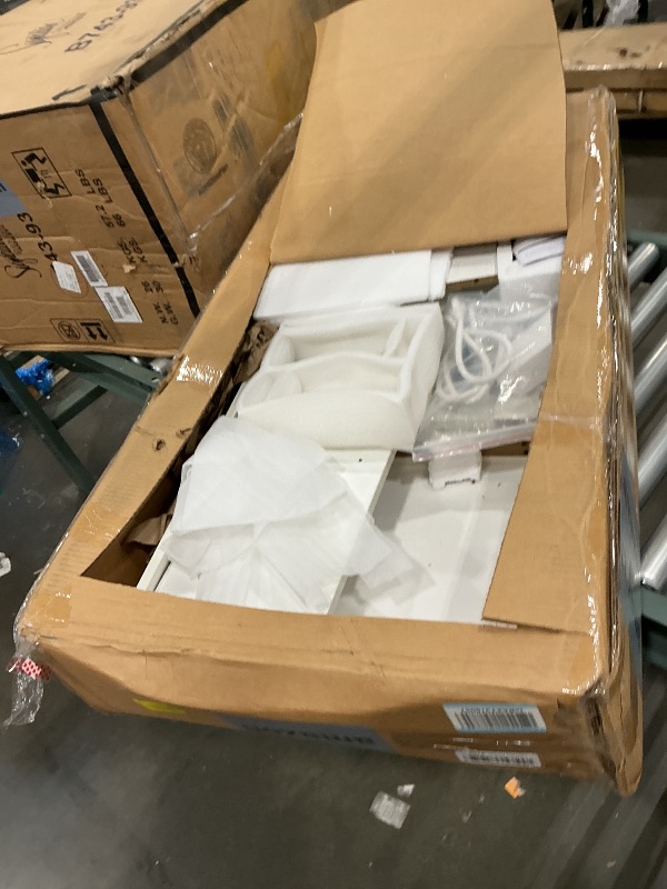 Photo 1 of *MISSING PARTS - Missing the mirror*
COMHOMA Makeup Vanity Desk with Lights & 3 Way Mirror, Large Girls Vanity Table Set with Charging Station, 3 Lighting Modes & 360° View Mirror, 9 Drawers Dresser for Bedroom, White