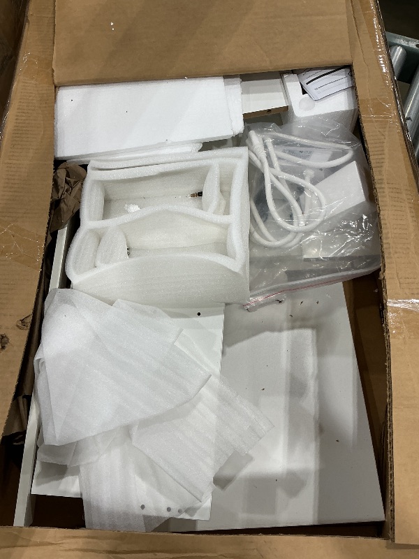 Photo 1 of *MISSING PARTS - Missing the mirror*
COMHOMA Makeup Vanity Desk with Lights & 3 Way Mirror, Large Girls Vanity Table Set with Charging Station, 3 Lighting Modes & 360° View Mirror, 9 Drawers Dresser for Bedroom, White