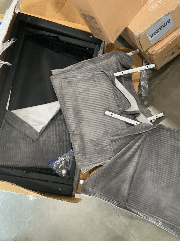 Photo 1 of *MISSING PARTS*
Gray Velore couch, unknown type of pullout partial sit