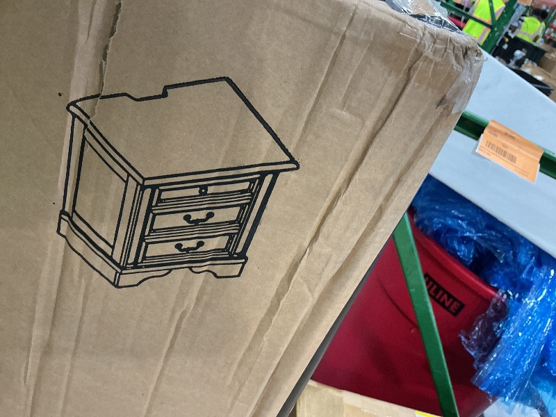 Photo 1 of *** MAJOR DAMAGE BIG HOLE IN BACK *** *** SOLD FOR PARTS FINAL SALE *** Signature Design by Ashley Realyn French Country 3 Drawer Nightstand with Electrical Outlets & USB Ports, 27.75" Tall, Chipped White ITEM NEVER OPEN PERFECT ITEM