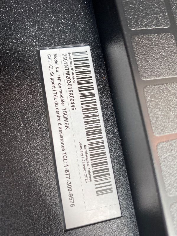 Photo 1 of ***MISSING POWER CORD*** TCL 75 Inch Class QM6K Series | Mini LED QLED 4K HDR | 75QM6K, 2025 Model | 120HZ-144HZ High Brightness Smart Google TV Dolby Atmos Onkyo Audio | Voice Remote Alexa Gaming Streaming Television FACTORY SEALED, NEVER OPENED SECURITY