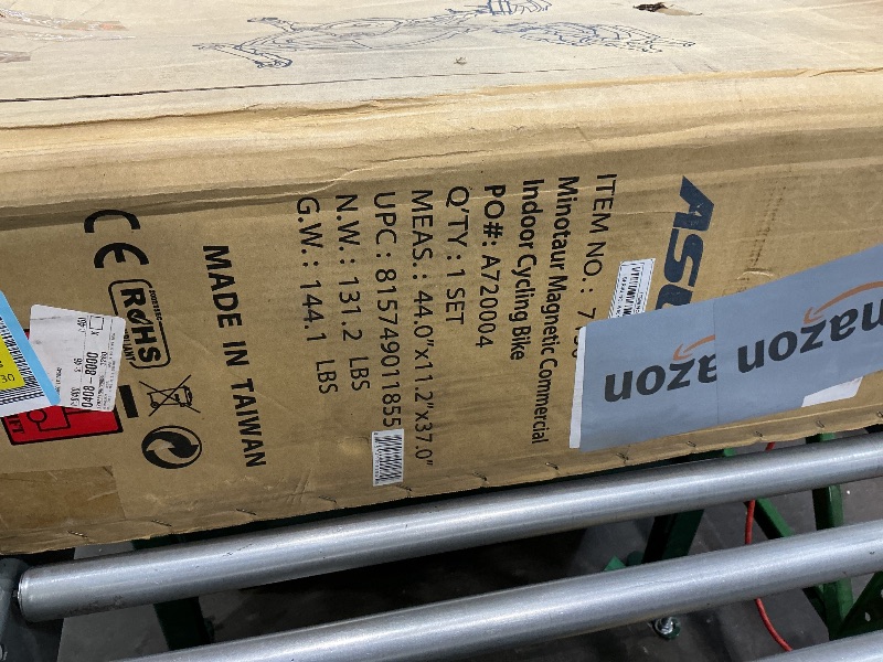 Photo 1 of ****MISSING SEAT SLIDER AND BOTTLE HOLDER****Sunny Health & Fitness ASUNA 7150 Minotaur Exercise Bike Magnetic Belt Drive Commercial Indoor Cycling Bike with 330 LB Max Weight, SPD Style/Cage Pedals and Aluminum Frame, Black