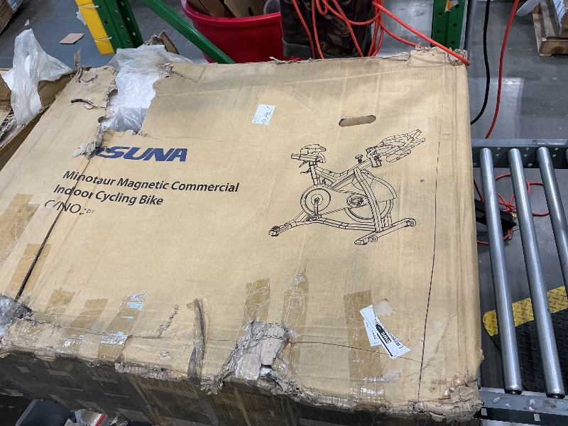 Photo 1 of ****MISSING SEAT SLIDER AND BOTTLE HOLDER****Sunny Health & Fitness ASUNA 7150 Minotaur Exercise Bike Magnetic Belt Drive Commercial Indoor Cycling Bike with 330 LB Max Weight, SPD Style/Cage Pedals and Aluminum Frame, Black