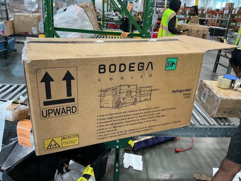 Photo 1 of **UNTESTED**
BODEGACOOLER 12 Volt Car Refrigerator, 100 Quart Portable Freezer, Car Fridge Dual Zone WIFI APP Control, -4?-68? Cooler, 12/24V DC and 100-240V AC, for Travel, Camping, Outdoor,RV, black