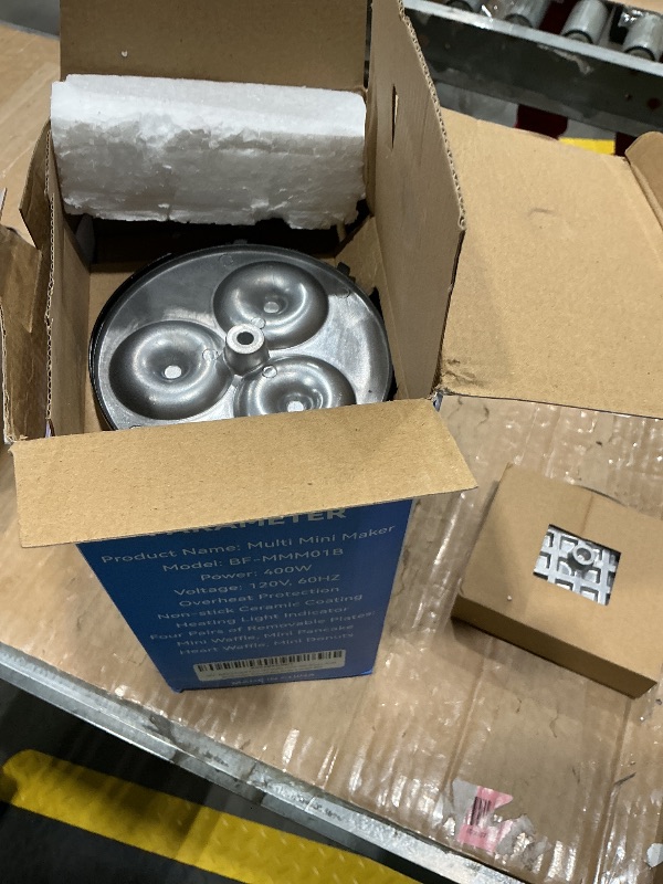 Photo 1 of *UNTESTED*
Baker's Friend 4 in 1 Mini Waffle Maker with Removable Plates, Set Includes Mini Pancake, Donut, Heart Shape Waffle Makers, Compact Size, Recipe Included, Blue