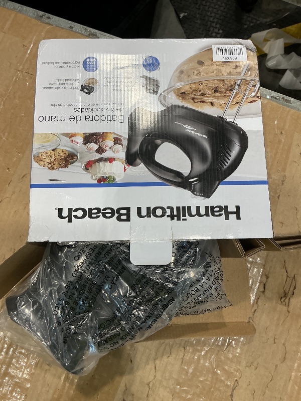 Photo 1 of *UNTESTED*
Hamilton Beach Power Deluxe 6-Speed Electric Hand Mixer with Snap-On Storage Case, QuickBurst, Beaters, Whisk, Powerful 250 Watt Motor, Bowl Rest, Black (62692)