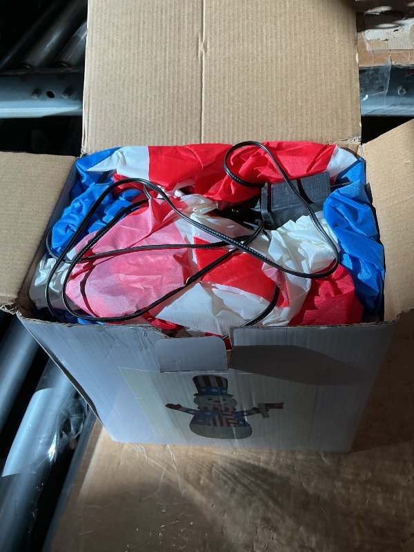 Photo 1 of **MAJOR DAMAGED/check clerk comments**

DomKom 8FT Christmas Patriotic Inflatable Outdoor Decoration, Snowman with American Flag, LED Lights Holiday Blow Up for Party Garden Yard Lawn Decor