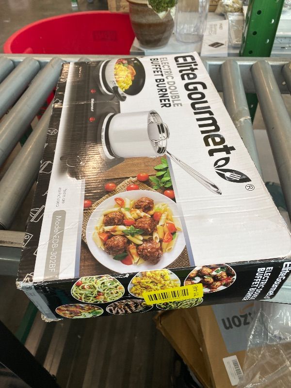 Photo 1 of *UNTESTED*
Elite Gourmet EDB-302BF# Countertop Double Cast Iron Burner, 1500 Watts Electric Hot Plate, Temperature Controls, Power Indicator Lights, Easy to Clean, Black