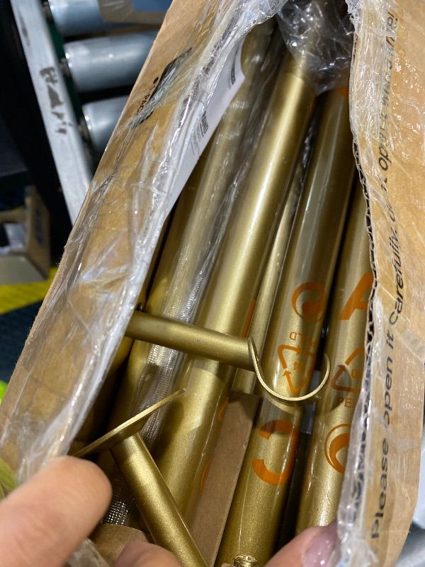 Photo 1 of **UNTESTED**
YaFex 2 Pack Heavy Duty Curtain Rods 32-120 Inch, 1 Inch Adjustable Gold Curtain Rod for Windows, Long Window Treatment Rods Set with Aluminium Finials, Modern Design