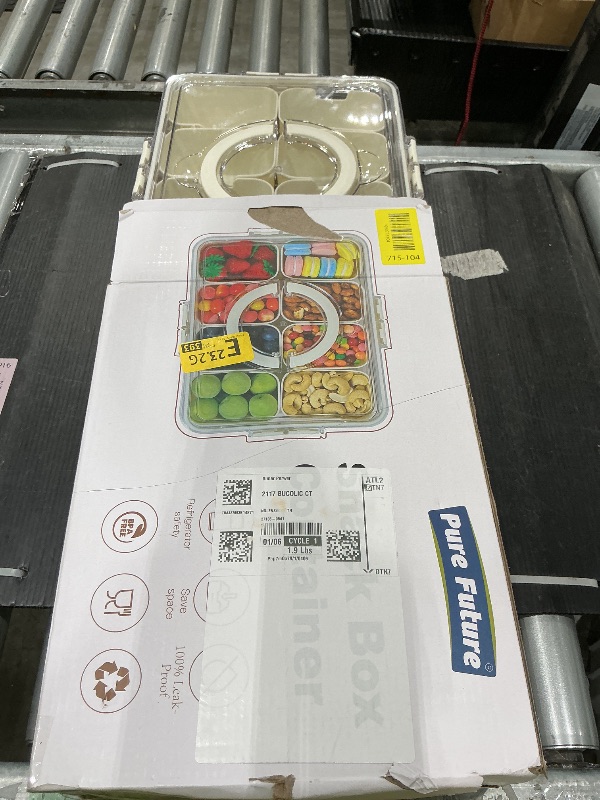 Photo 1 of *MINOR DAMAGE - USED*
Pure Future Air-Tight Snackle Box Container –Divided Serving Tray with Lid & Handle–Clear Snack box for Fruits, Candy & Nuts–Portable for Travel & Daily Use (8 Inside Containers Dishwasher Safe)
