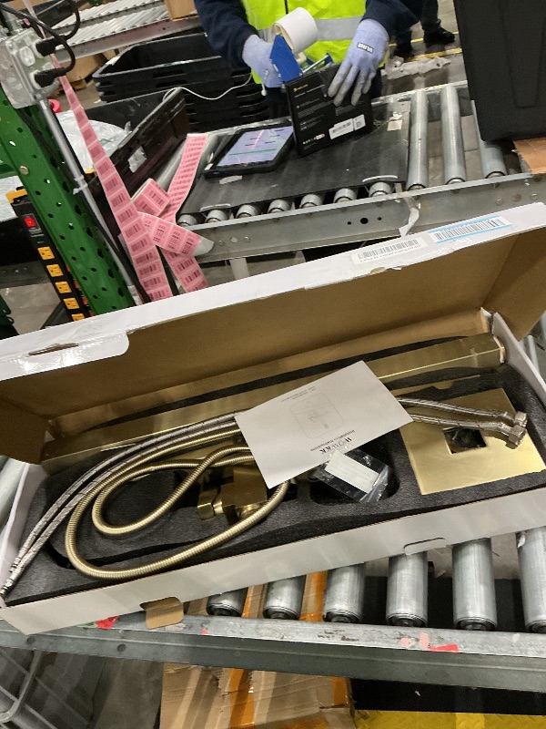 Photo 1 of *MAJOR DAMAGE*
FBUKE Free Standing Tub Faucet Brushed Gold, Floor Mount Freestanding Tub Faucets, Brass Stand Alone Tub Filler, Waterfall High Flow Bathtub Shower Mixer Tap