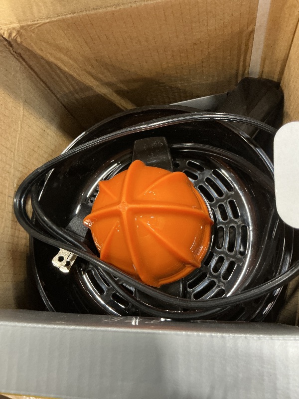Photo 1 of *UNTESTED*
Elite Gourmet ETS047 BPA-Free 40-Watt Electric Citrus Juicer with 2 Cones, Compact, Large Volume, Pulp Control, Oranges, Lemons, Limes, Grapefruits with Easy Pour Spout, 1.2L, Black/Stainless Steel