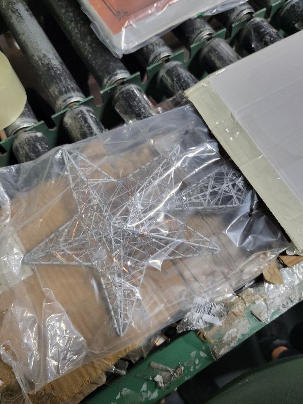 Photo 1 of 10 Inch Christmas Star Pentagram Tree Topper with Warm LED Lights for Xmas Tree Decorations (White)