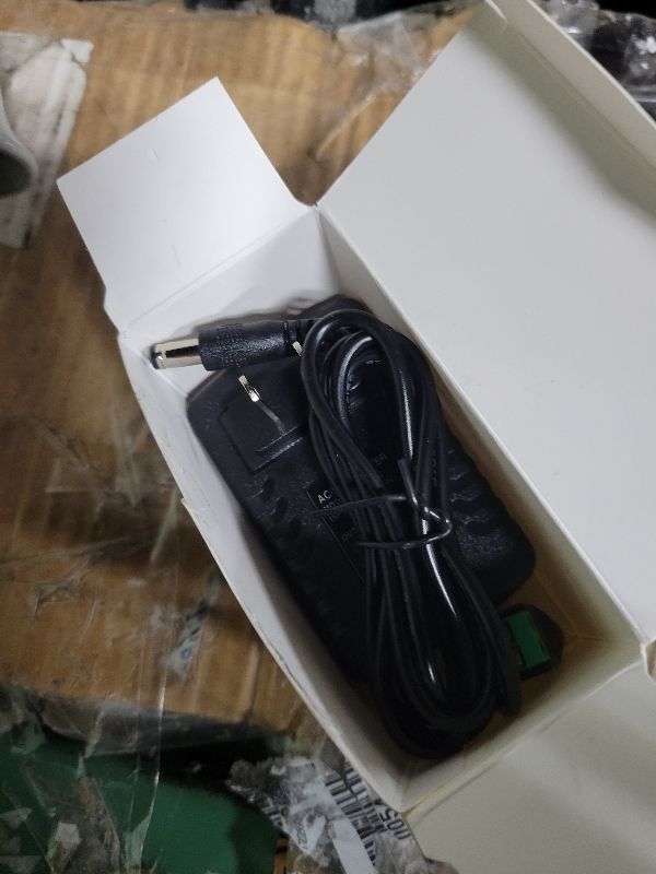 Photo 1 of 12 Volt 2A Power Adapter Supply, AC 100-240V to DC 12 V Power Supply Transformer Charger Wall Plug for DC12V Light Security CCTV Camera, Black, 8x5x3.3 cm