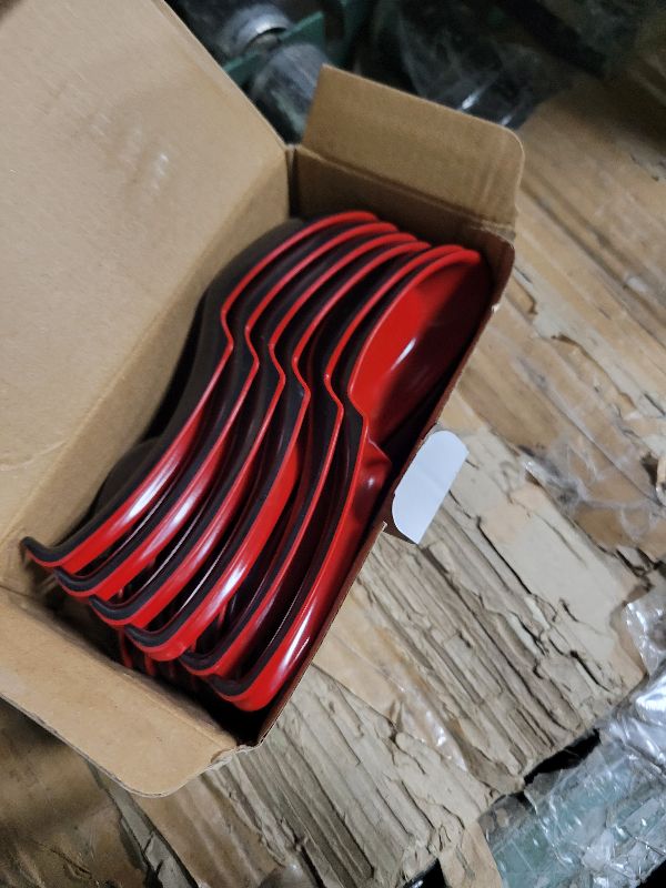Photo 1 of 12 PACK Asian Soup Spoons, Rice Spoons, Melamine Chinese Won Ton Soup Spoon For soba, pho, ramen, Noodle, Korean Style Large Spoon with Long Handle- Notch and Hook Style, Red ? Black