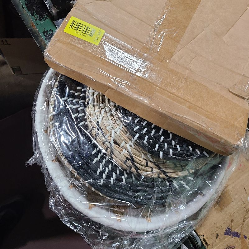 Photo 1 of 11 Pcs Boho Hanging Wall Basket Decor Handmade Woven Basket Wall Decorative Boho Wicker Baskets Placemats Round Farmhouse Bulrush Art for Rustic Home Decorations Christmas Gift(Stylish)