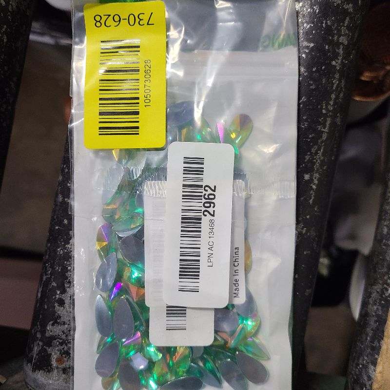 Photo 1 of 100pcs 18x9mm Crystal Gems AB Colorful Rhinestones, Teardrop Flatback Acrylic Large Rhinestone for Crafts, Water Drop Big Gemstones Jewels for Crafting, DIY Cosplay Deco Accessories (Green AB)