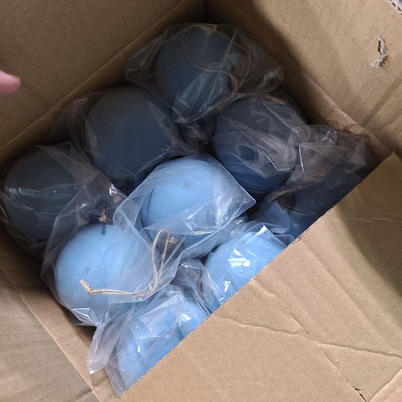 Photo 1 of 12PCS Light Scented Velvet Christmas Balls Ornament Shatterproof Velvet Xmas Tree Baubles Hanging Pendant for Winter Party Holiday Home Gift Office Yard Decor(Dusty Blue,3.15'')