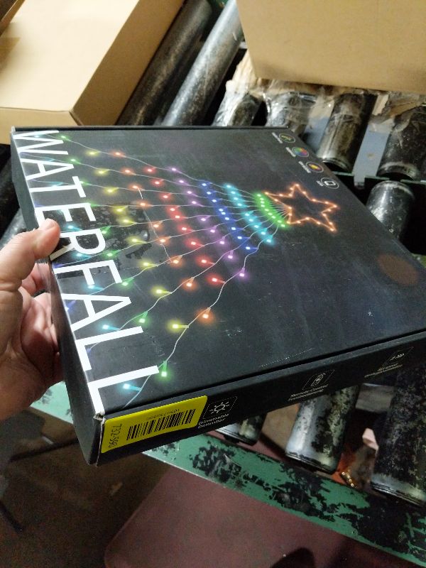 Photo 1 of 16.4FT Smart RGB Christmas Waterfall Lights with Star, APP & Remote Control, DIY Custom Light Show & Music Sync, Timer, 245 LEDs Color Changing Outdoor Decor for Xmas, Yard, Party