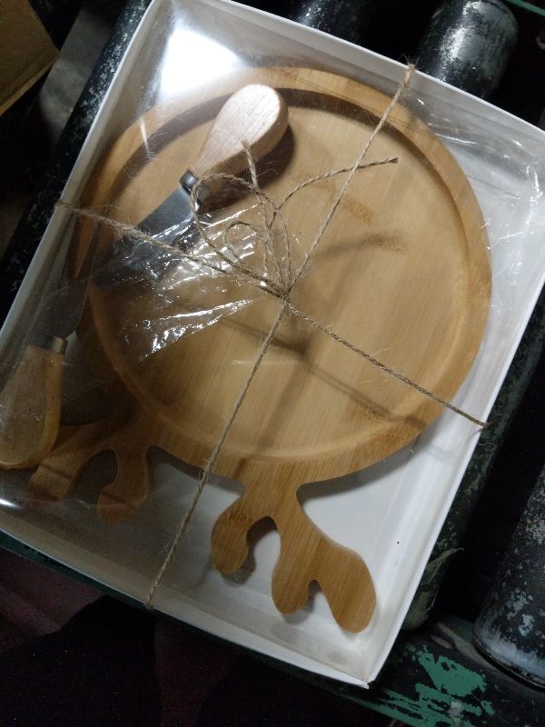 Photo 1 of 12 Set Christmas Charcuterie Board Gifts Bulk, Christmas Kitchen Gifts Reindeer Shaped Wooden Serving Tray Board with Knives Fork Red Berry Decorative for Snacks Cheese Desserts Holiday Party Gift