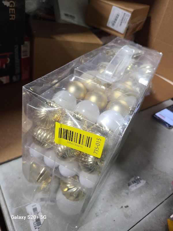 Photo 1 of 100ct Christmas Ball Ornaments Set - Assorted Shatterproof Hanging Tree Ornament Set with Reusable Hand-held Gift Package for Xmas Tree Holiday Party and Home Decor (Gold)