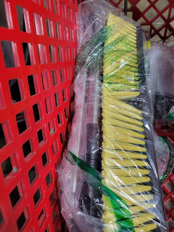 Photo 1 of 18 Inches Push Broom Outdoor with 65" Adjustable Handle, Heavy Duty Outdoor Broom with Stiff Bristles, for Cleaning Yard, Garage, Shop, Driveway, Wood, Stone, Deck, Concrete, and Tile Floor.