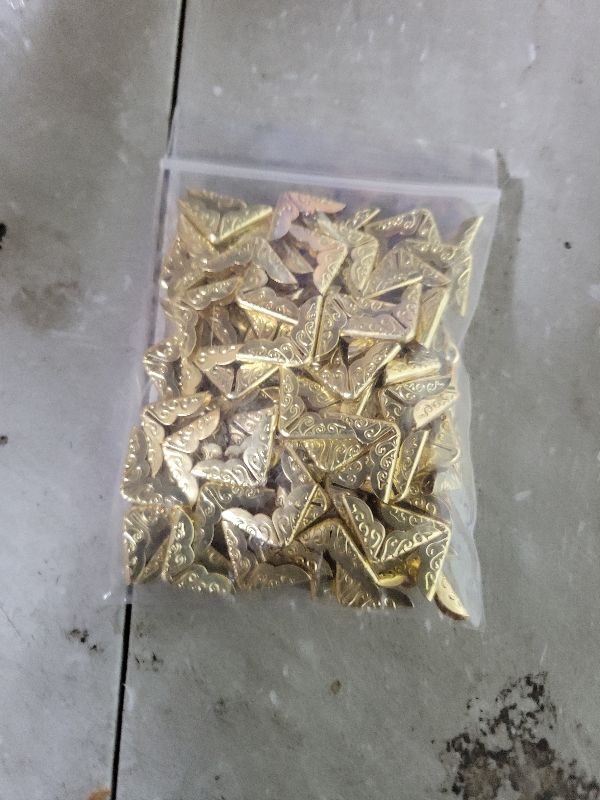 Photo 1 of 100pcs Metal Book Corner Protectors, Vintage Book Corner Covers Decorative Paperback Book Edge Protector for Photo Album Notebook Scrapbook Menu File Folder (Gold)