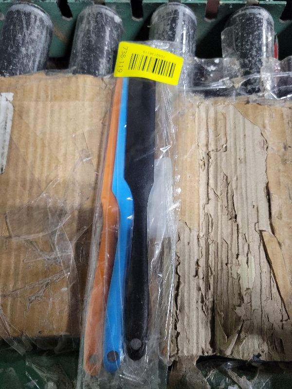 Photo 1 of 3pcs Silicone Jar Spatula Heat Resistant Kitchen Spatulas with Long Handle, Jam Spreader Cake Cream Butter Spatulas Mixing Batter Scraper for Jars Baking Cake Icing(Blue&Orange&Black)