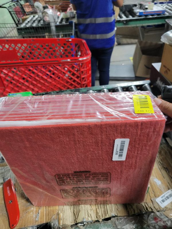 Photo 1 of 12 Packs Red Felt Pin Board, Large 12" Bulletin Board with 30 Push Pins, Felt Board Slat Wall Paneling for Office Home Kitchen, Self-Adhesive Corkboard Tiles for Classroom Message Photos Memos