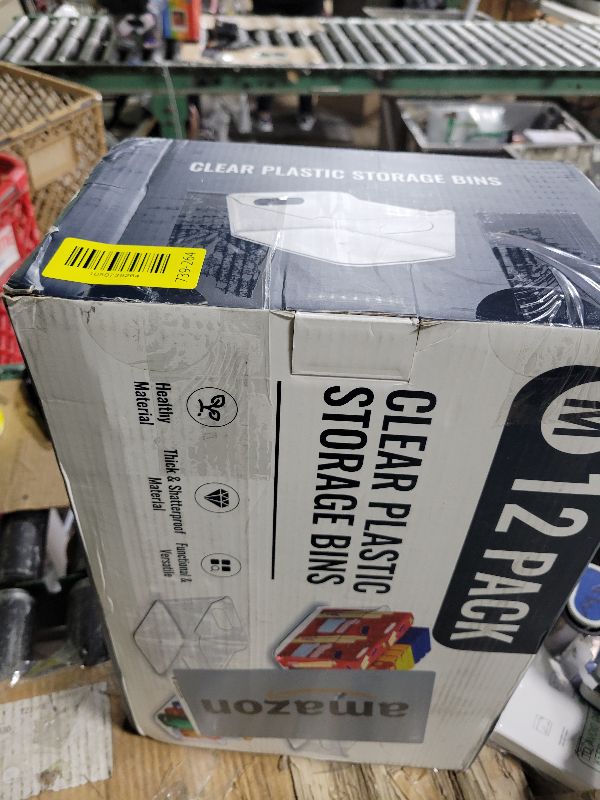 Photo 1 of 12 PACK Multi-Use Clear Plastic Storage Bins for Organizing w/ Labels - Home, Kitchen, Bathroom, Office, Pantry Cabinet Shelf Organizer Bins - SOHO Collection, RV, Fridge Organization Containers