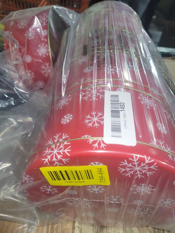 Photo 1 of 6 Pcs 7'' Christmas Cookie Tins with Lids Metal Round Cookie Containers Holiday Storage Box for Baking Chocolate Snack Storage Gift Giving