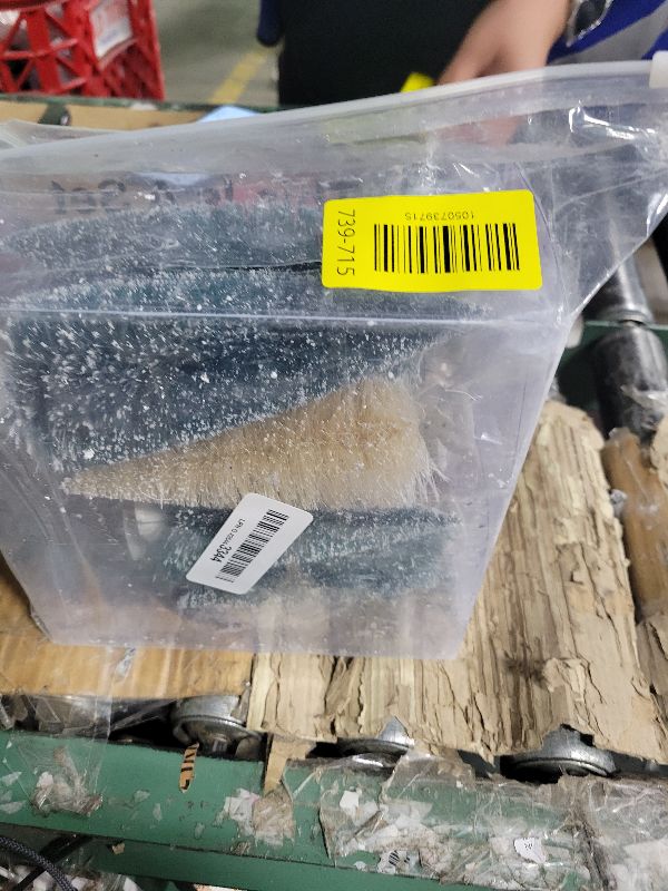 Photo 1 of 12 Pieces Christmas Village Trees Tabletop Mini Snow Model Frost Bottle Brush Trees Halloween Winter Tabletop Displays Miniature Village Christmas Decor Accessory Figurine(Cute Style)