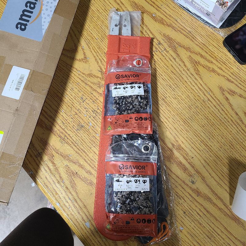 Photo 1 of *MISSING PARTS UNKNOWN*
Savior 18 Inch Chainsaw Guide Bar and Chain Combo, .325" Pitch, .063" Gauge, 68 Drive Links for 025, 025C, MS250, MS251, MS251C-BE Chainsaws, Replacement 183PXLBA074 578780 (3*Chains+1*Bar)